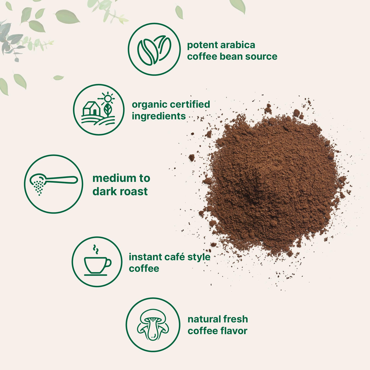 Organic Instant Coffee 1lb Powder Medium to Dark Roast Z8150