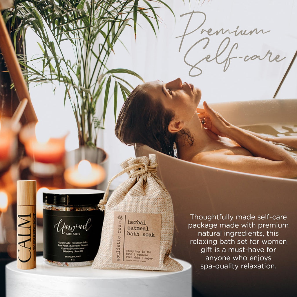 Bath Gift Set with Essential Oil Roller, Bath Salts & Oatmeal Bath Soak S46884