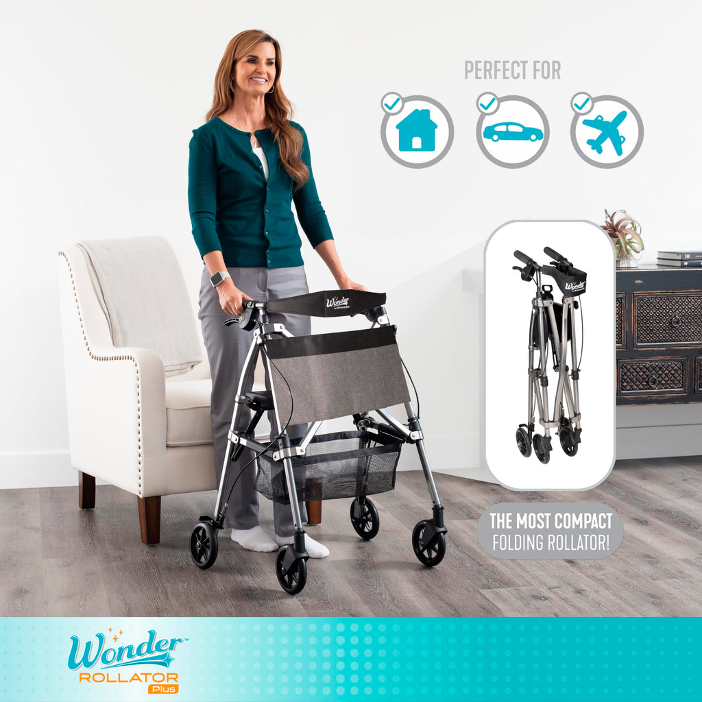Lightweight Folding Mobility Aid with Four Wheels and Seat X335