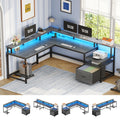 66" Reversible L Shaped Computer Desk with File Drawer V415