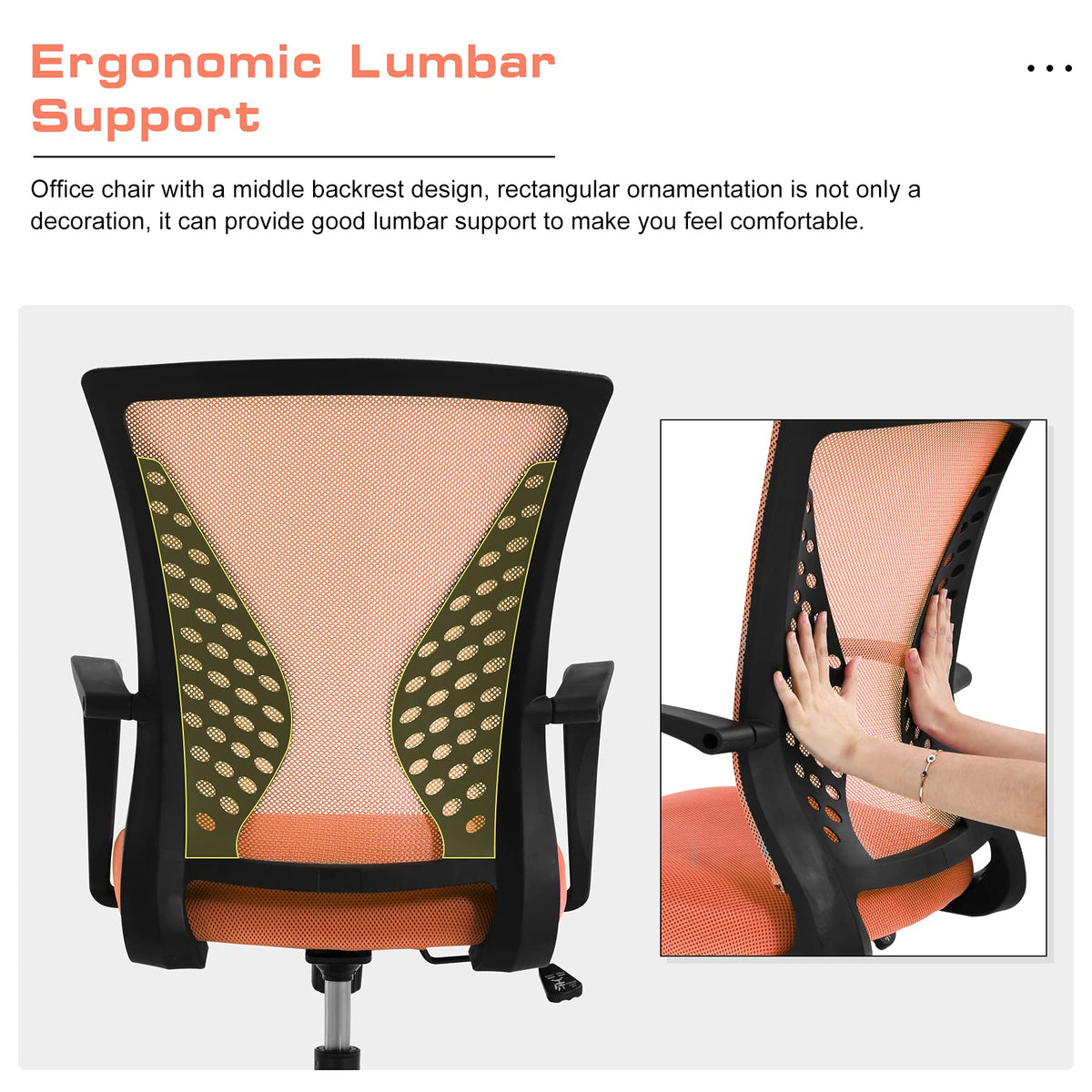 Orange Mesh Ergonomic Office Chair with Lumbar Support I2799