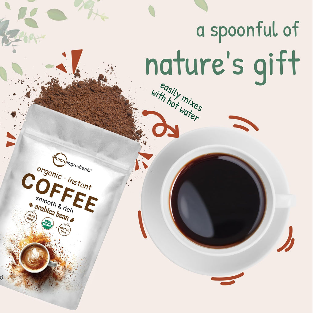 Organic Instant Coffee 1lb Powder Medium to Dark Roast Z8150