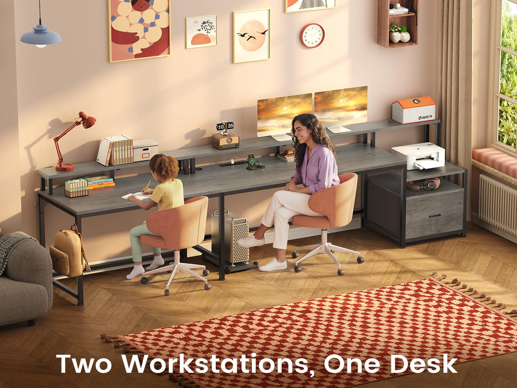 66" Reversible L Shaped Computer Desk with File Drawer V415