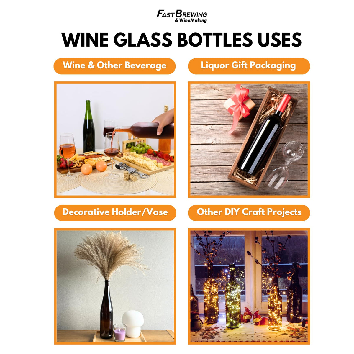 750ml Clear Glass Bottles with Lids, 48-Pack T1666