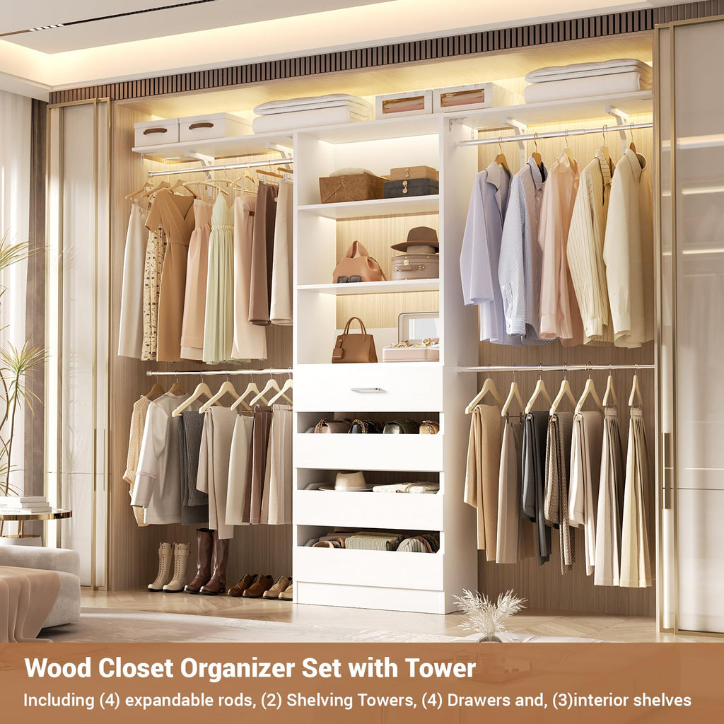 Wood Closet Organizer System with 4 Drawers A233