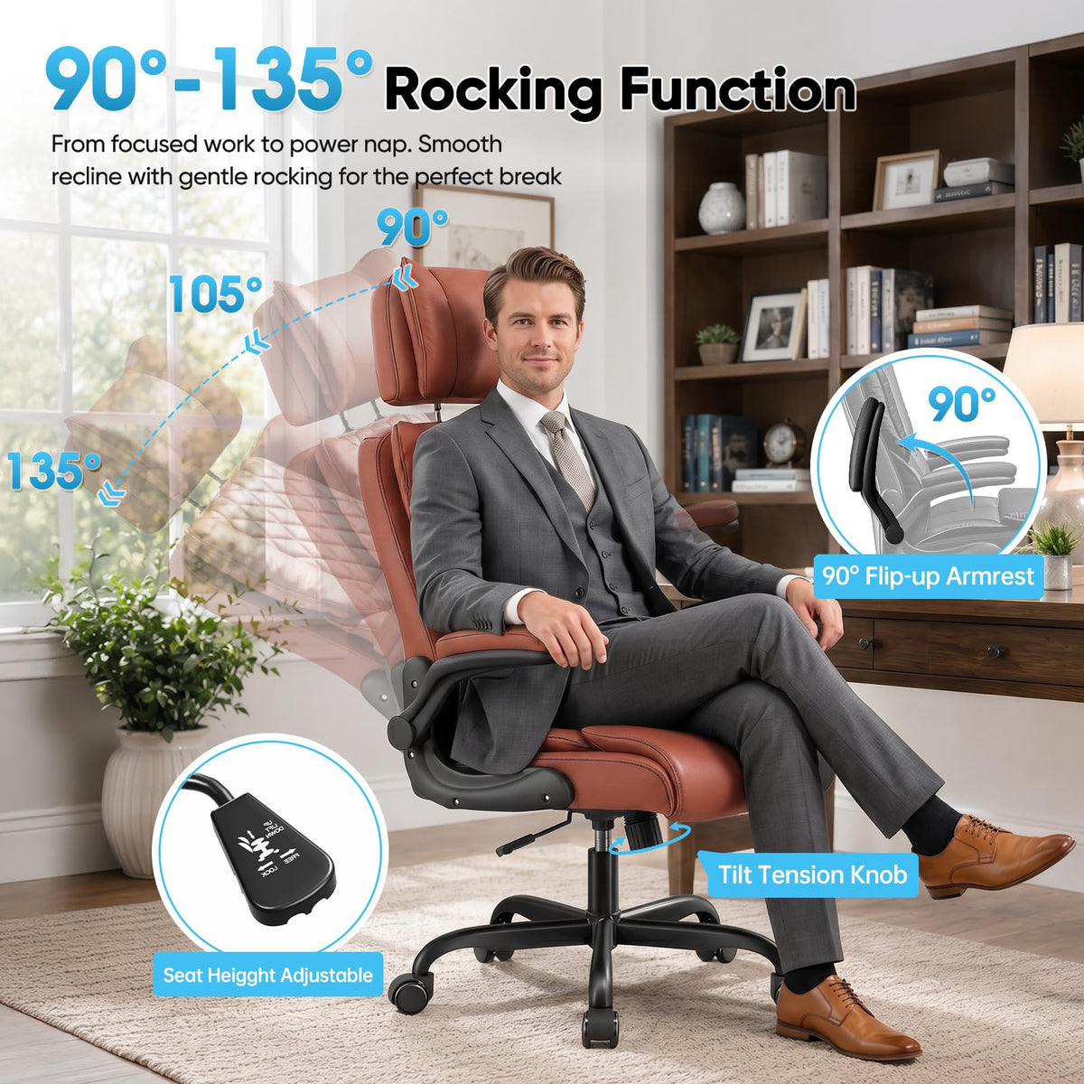 Big and Tall Office Chair with Adjustable Headrest A905