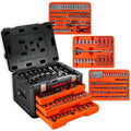 320-Piece Mechanic Tool Set with Case, 1/4" 3/8" 1/2" Drive SAE & Metric Socket Wrench Set, CR-V Steel X291365