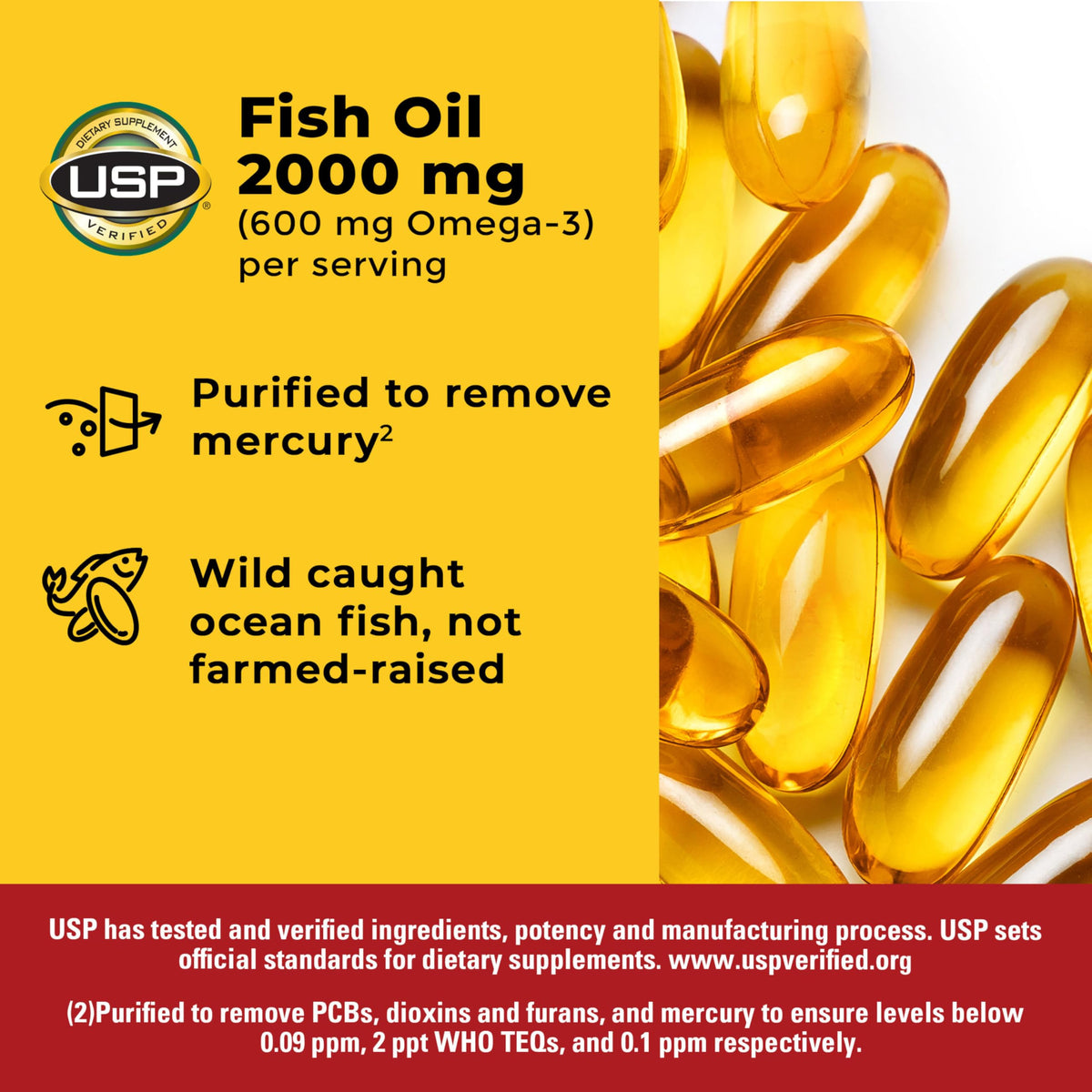 Fish Oil Omega 3 Supplements 2000mg 250 Softgels D51300