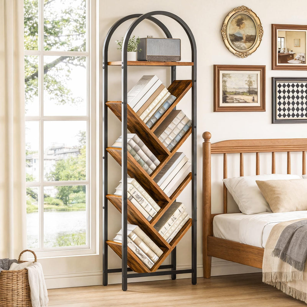 8-Tier Arched Bookshelf with Metal Frame O3964