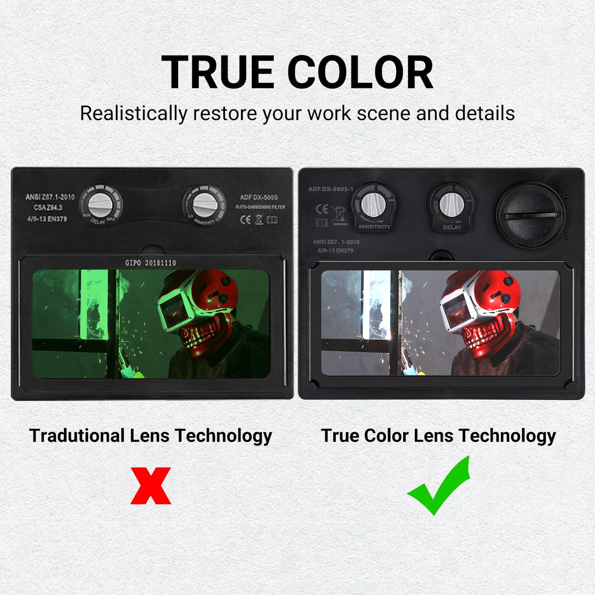 Auto Darkening Solar Powered Welding Helmet F974