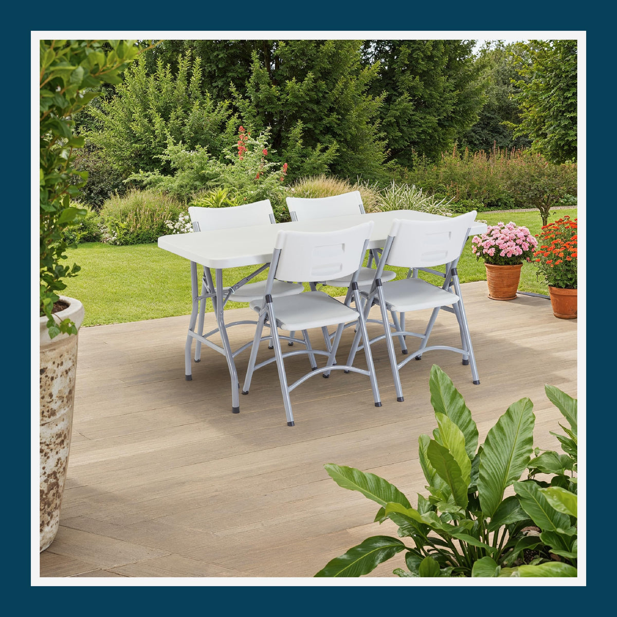Rectangular Heavy-Duty Folding Table with Steel Frame J17455