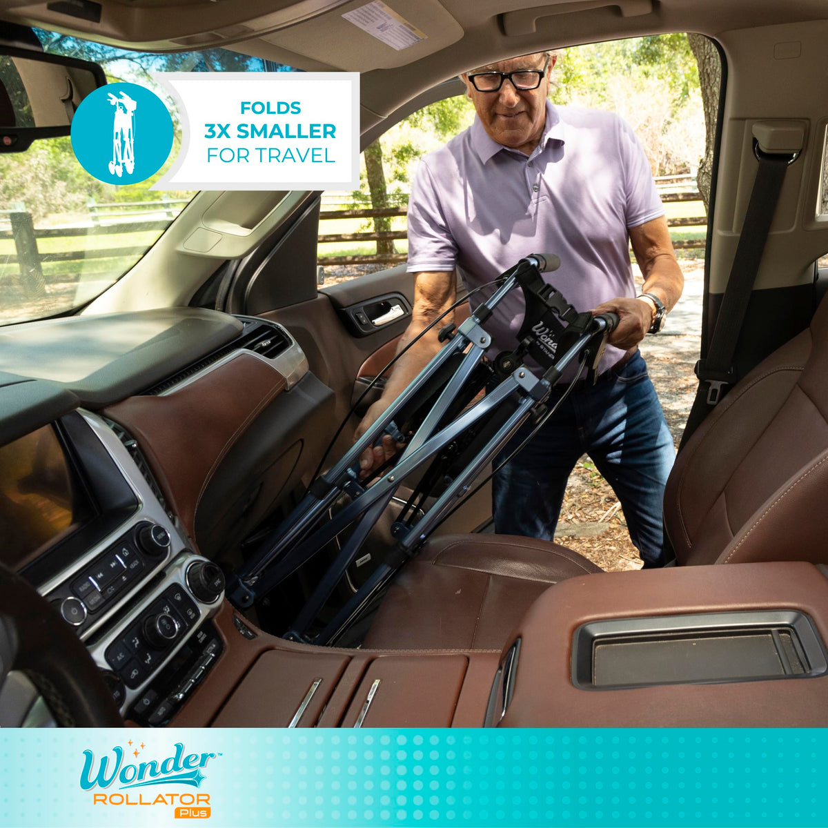 Lightweight Folding Mobility Aid with Four Wheels and Seat X335