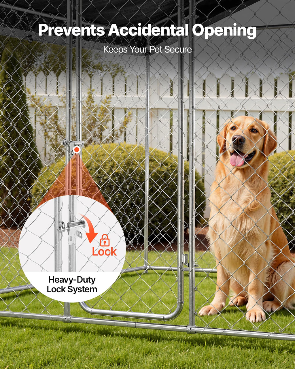 7.55 x 7.55 x 7.05 ft Outdoor Dog Kennel with Roof Cover I1940