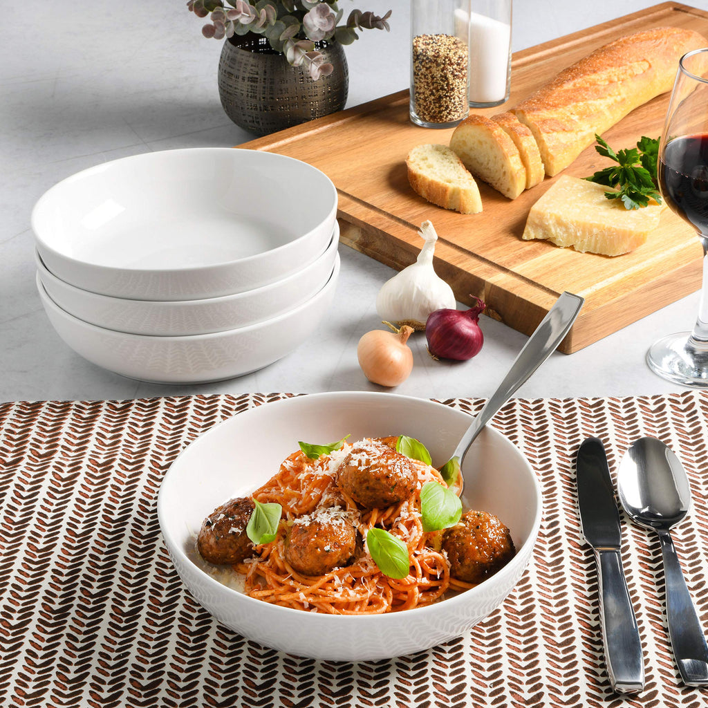 4-Piece 41oz Porcelain Ceramic Salad Bowls Set White Z119