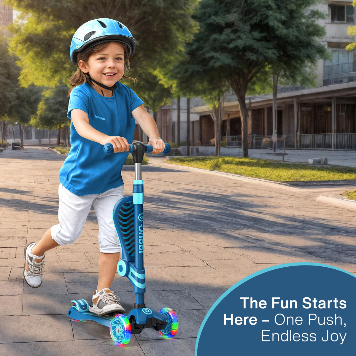 Blue 3 Wheel Scooter with Seat for Kids B45959