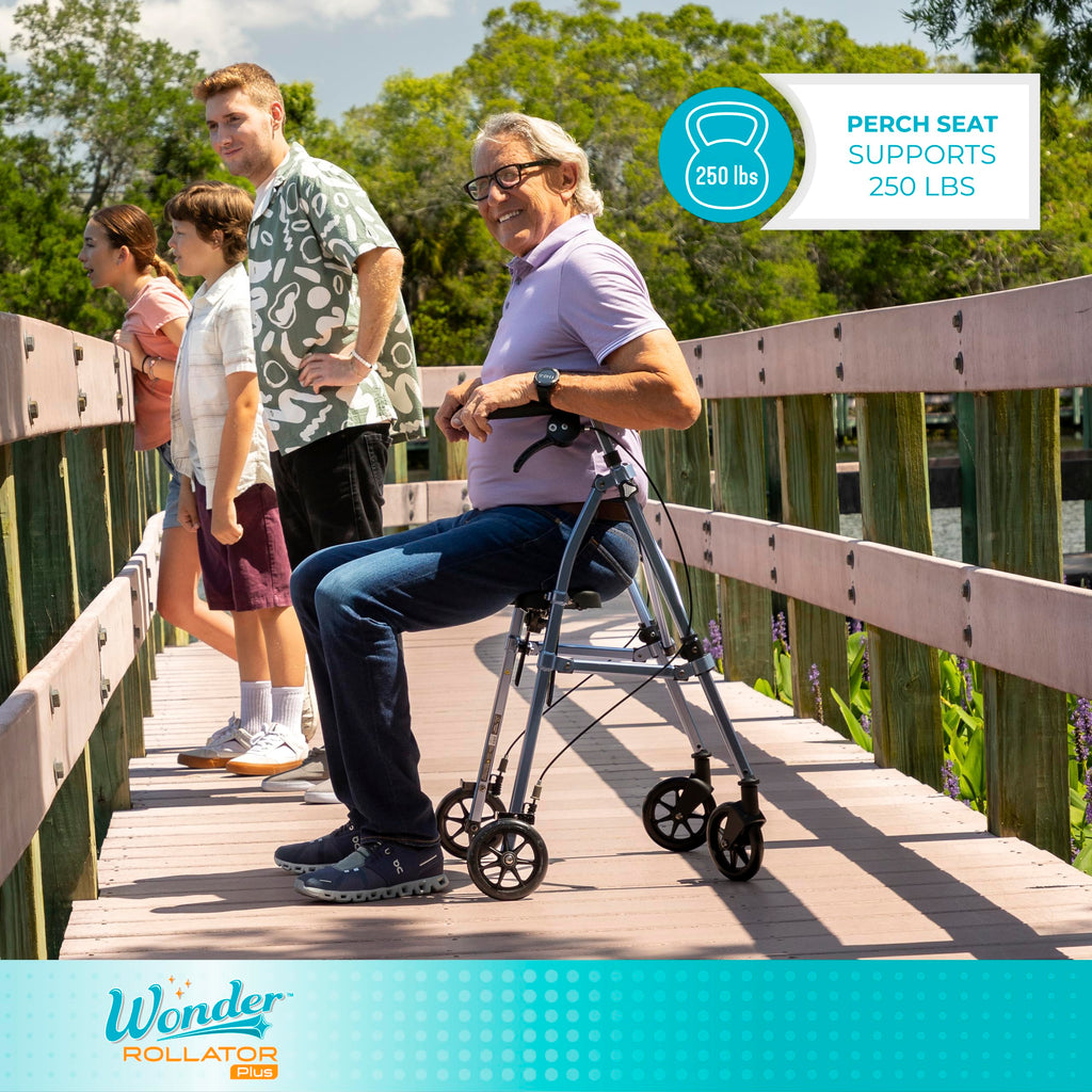 Lightweight Folding Mobility Aid with Four Wheels and Seat X335