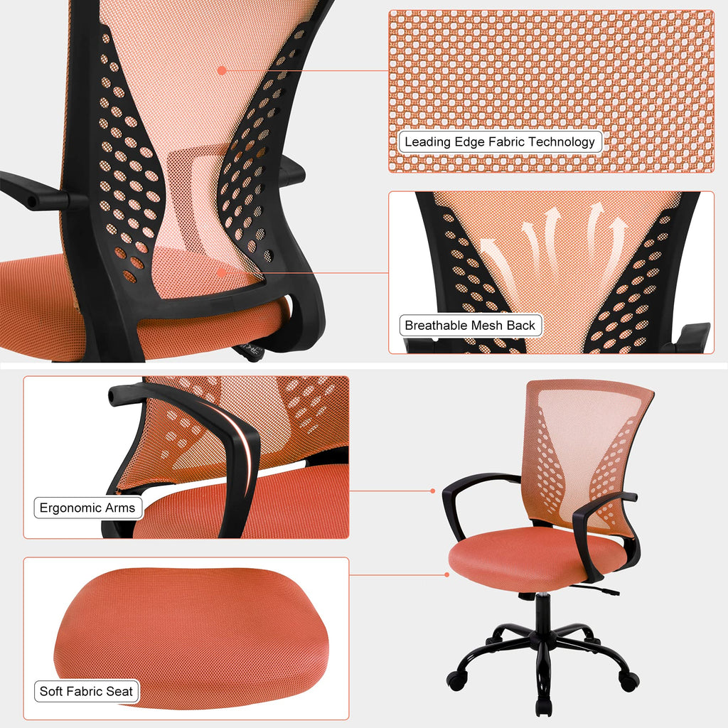 Orange Mesh Ergonomic Office Chair with Lumbar Support I2799