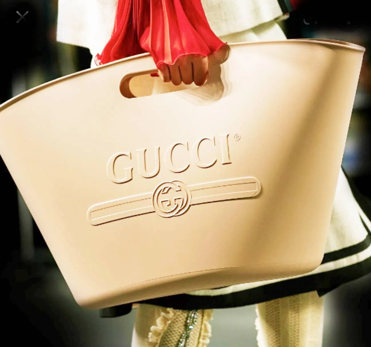 2013 GUCCI RUBBER LOGO TOP HANDLE LIGHT PINK TOTE BAG