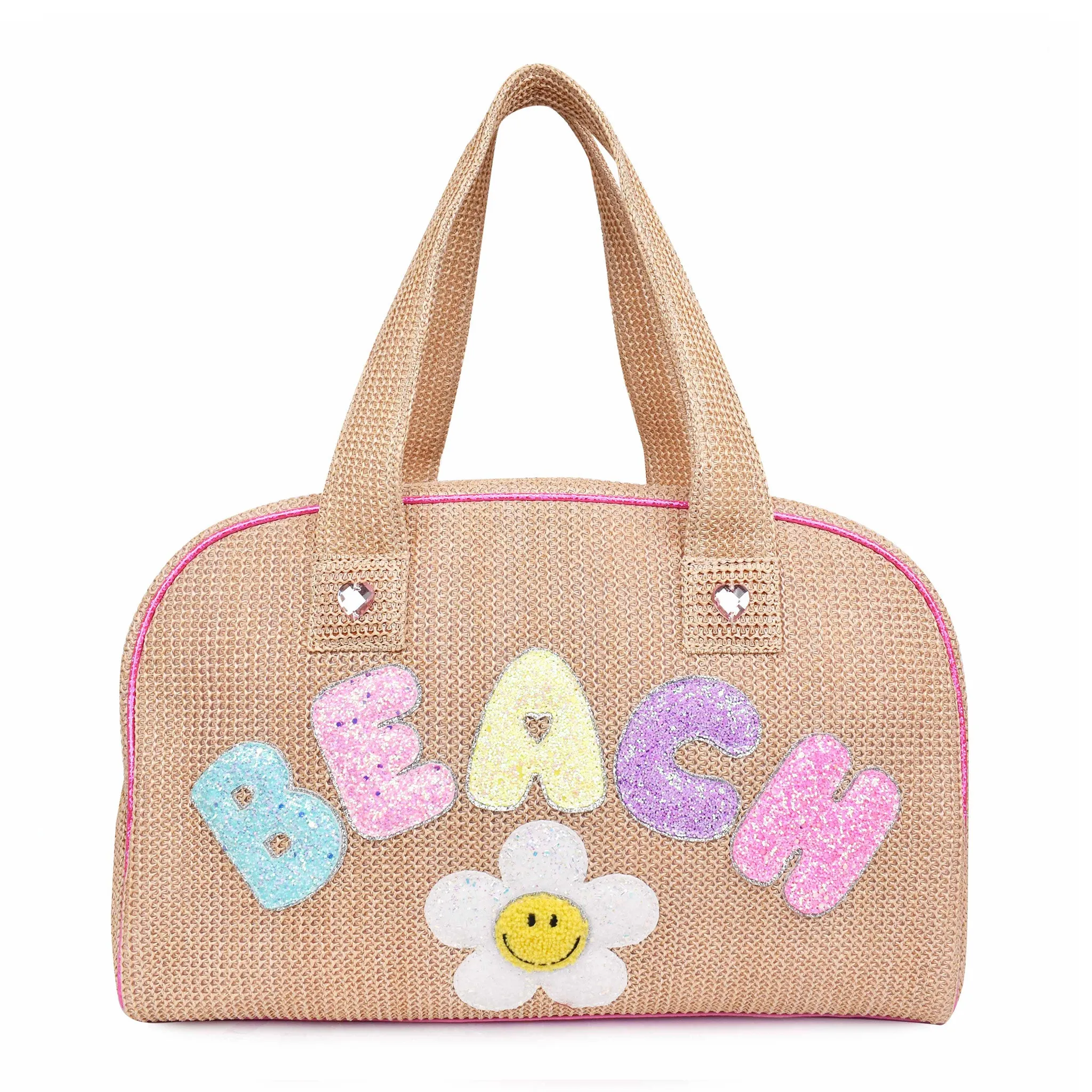 'Beach' Straw Daisy Medium Duffle Bag