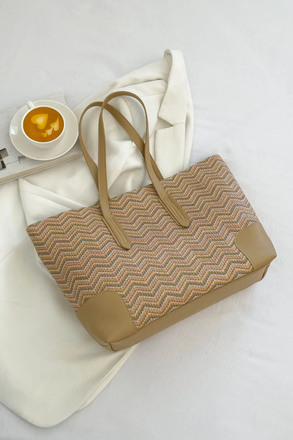 Chevron Straw Tote Bag