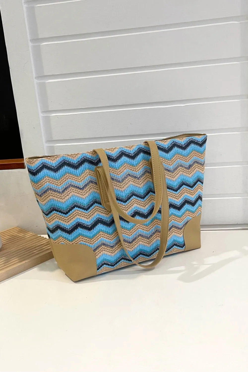 Chevron Straw Tote Bag