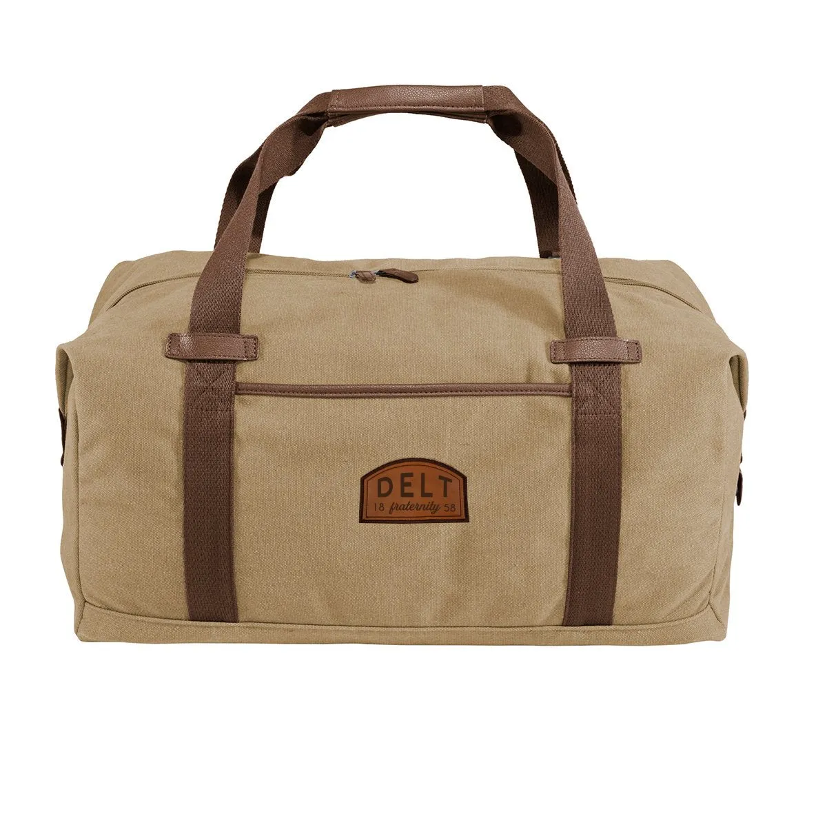 Delt Khaki Canvas Duffel With Leather Patch