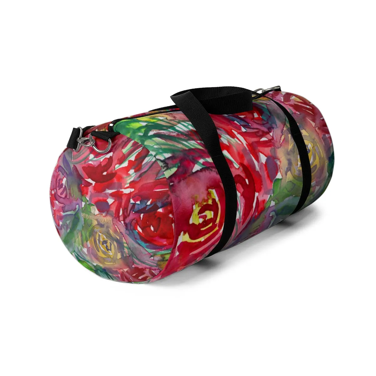 Floral Red Rose Gym Bag, Flower Print All Day Small Or Large Size Duffel Bag For Ladies, Made in USA