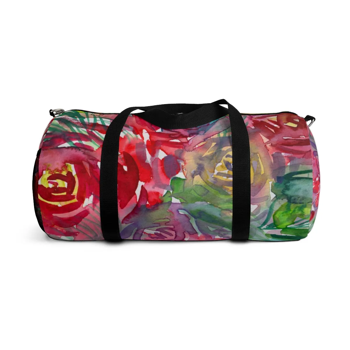 Floral Red Rose Gym Bag, Flower Print All Day Small Or Large Size Duffel Bag For Ladies, Made in USA