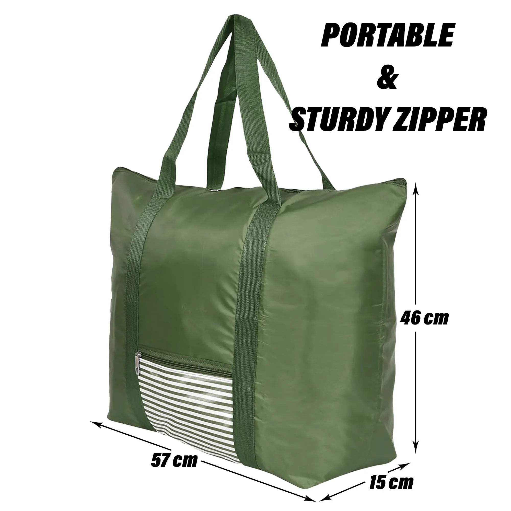 Heart Home Storage Bag|Clothes Storage Bag|Storage Bag with Handle|Parachute Shopping Bag|Grocery Hand Bag|Foldable Storage Bag|Lining Front Pocket|Green