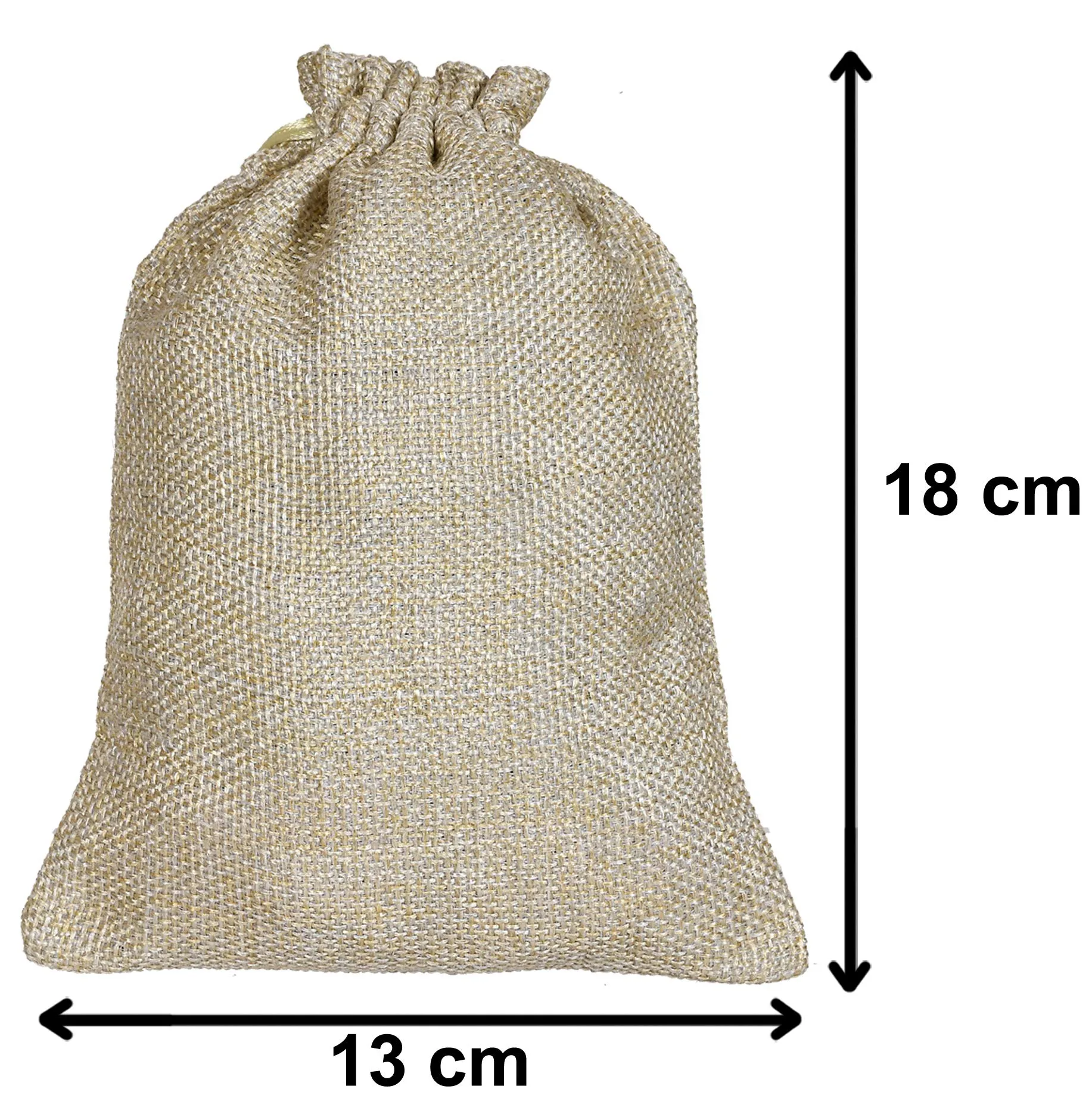 Kuber Industries Jute Potli Bags for Return Gifts with Drawstring|Pack of 3 (Gold)