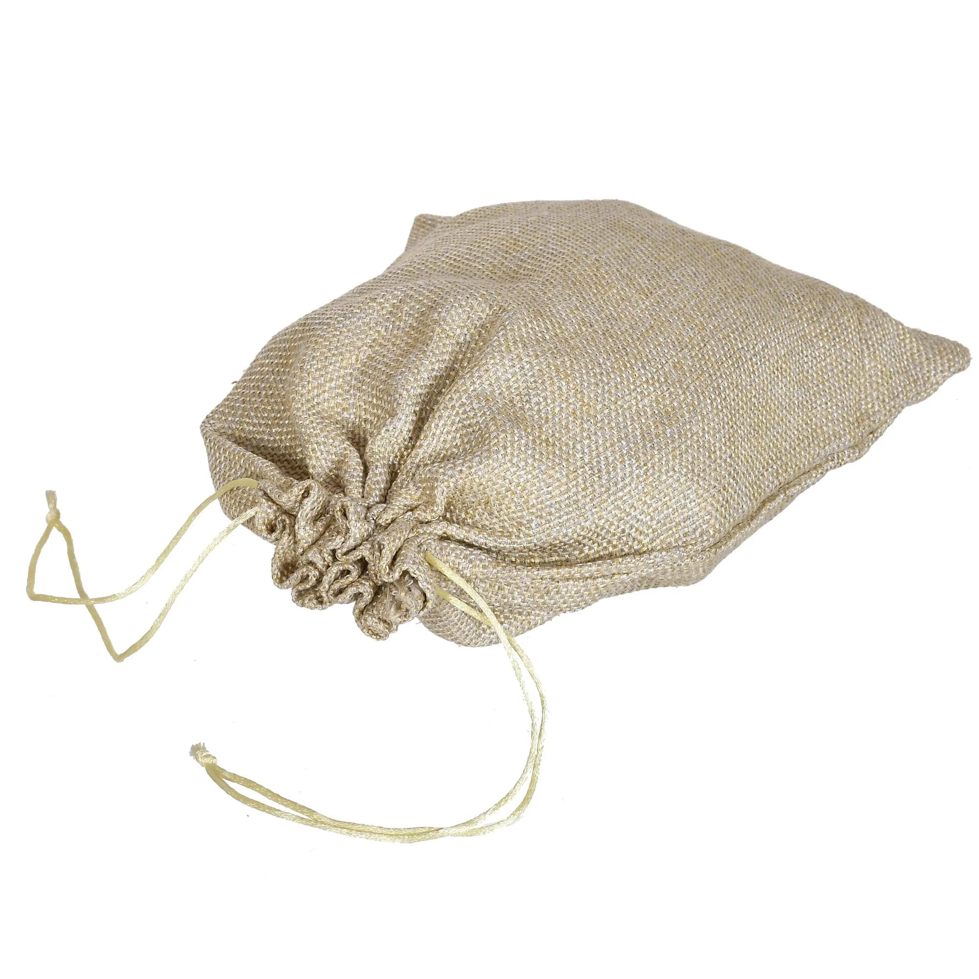 Kuber Industries Jute Potli Bags for Return Gifts with Drawstring|Pack of 3 (Gold)