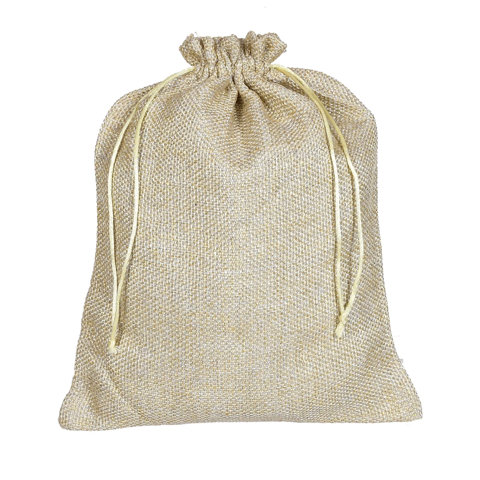 Kuber Industries Jute Potli Bags for Return Gifts with Drawstring|Pack of 6 (Gold)