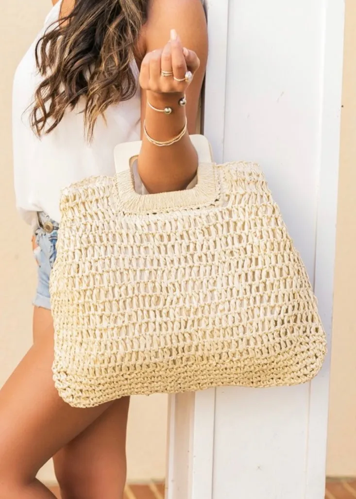 Large Straw Tote - Natural