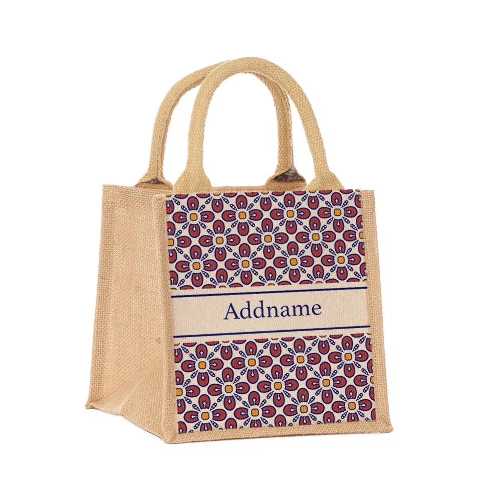 Moroccan Aegean Red Jute Tote Bag