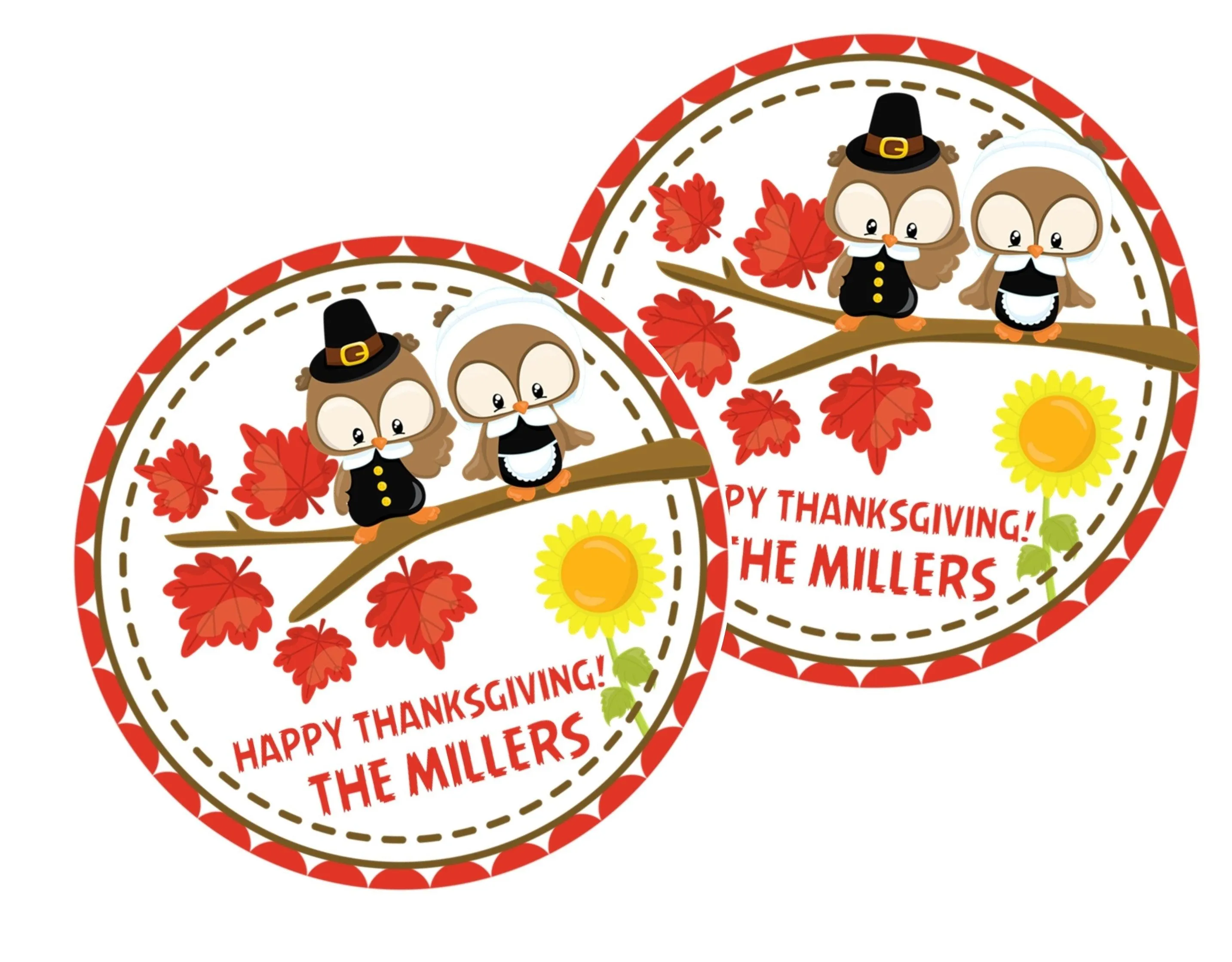 Owl Thanksgiving Stickers