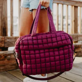 Plum Wholesale Quilted Duffel Weekender Bag w/ Pass-Thru Slip