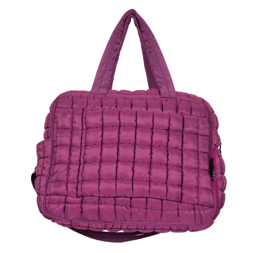 Plum Wholesale Quilted Duffel Weekender Bag w/ Pass-Thru Slip