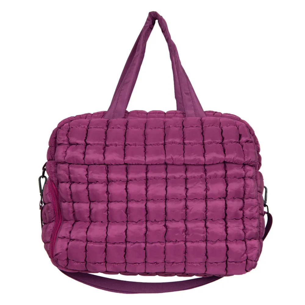 Plum Wholesale Quilted Duffel Weekender Bag w/ Pass-Thru Slip