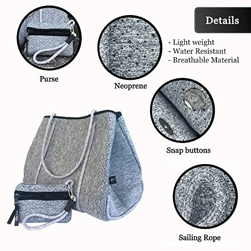 Pole Tribe Neoprene Tote Lightweight Versatile Gym Beach Travel Silver Speckle