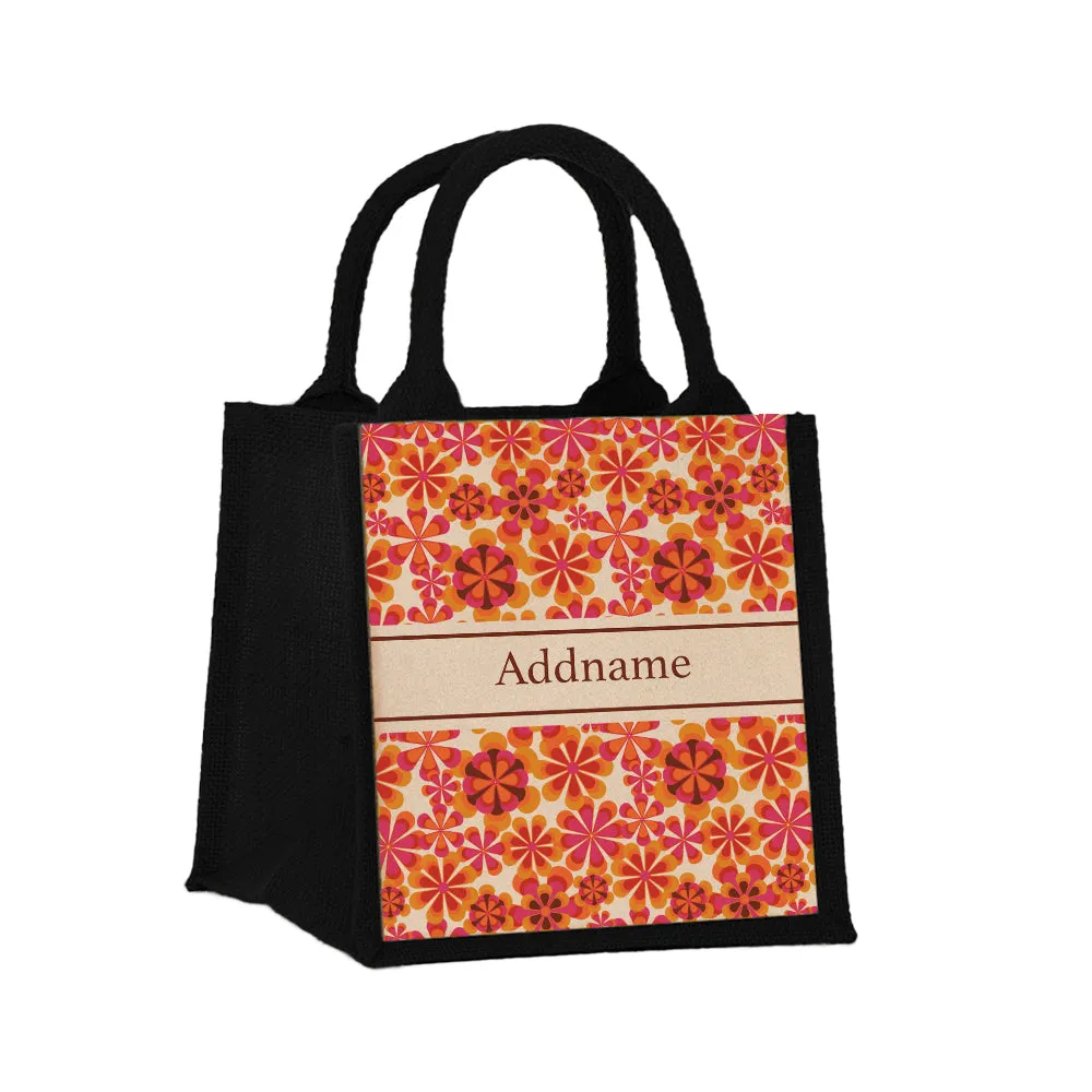 Retro Daisy Jute Tote Bag