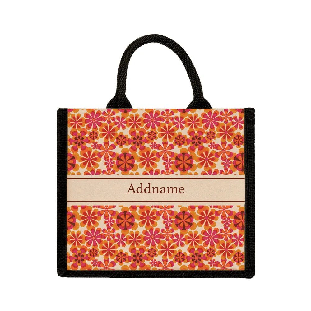 Retro Daisy Jute Tote Bag