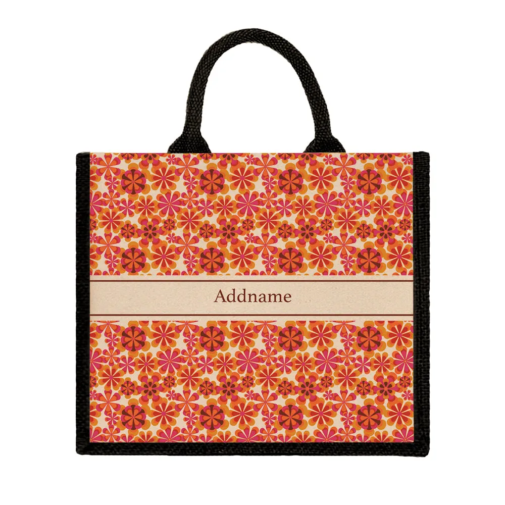 Retro Daisy Jute Tote Bag