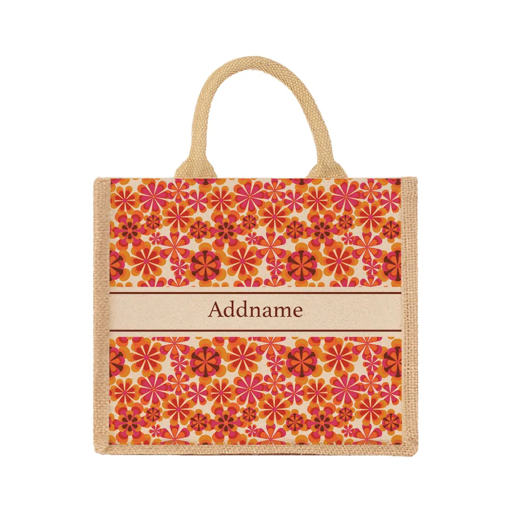 Retro Daisy Jute Tote Bag