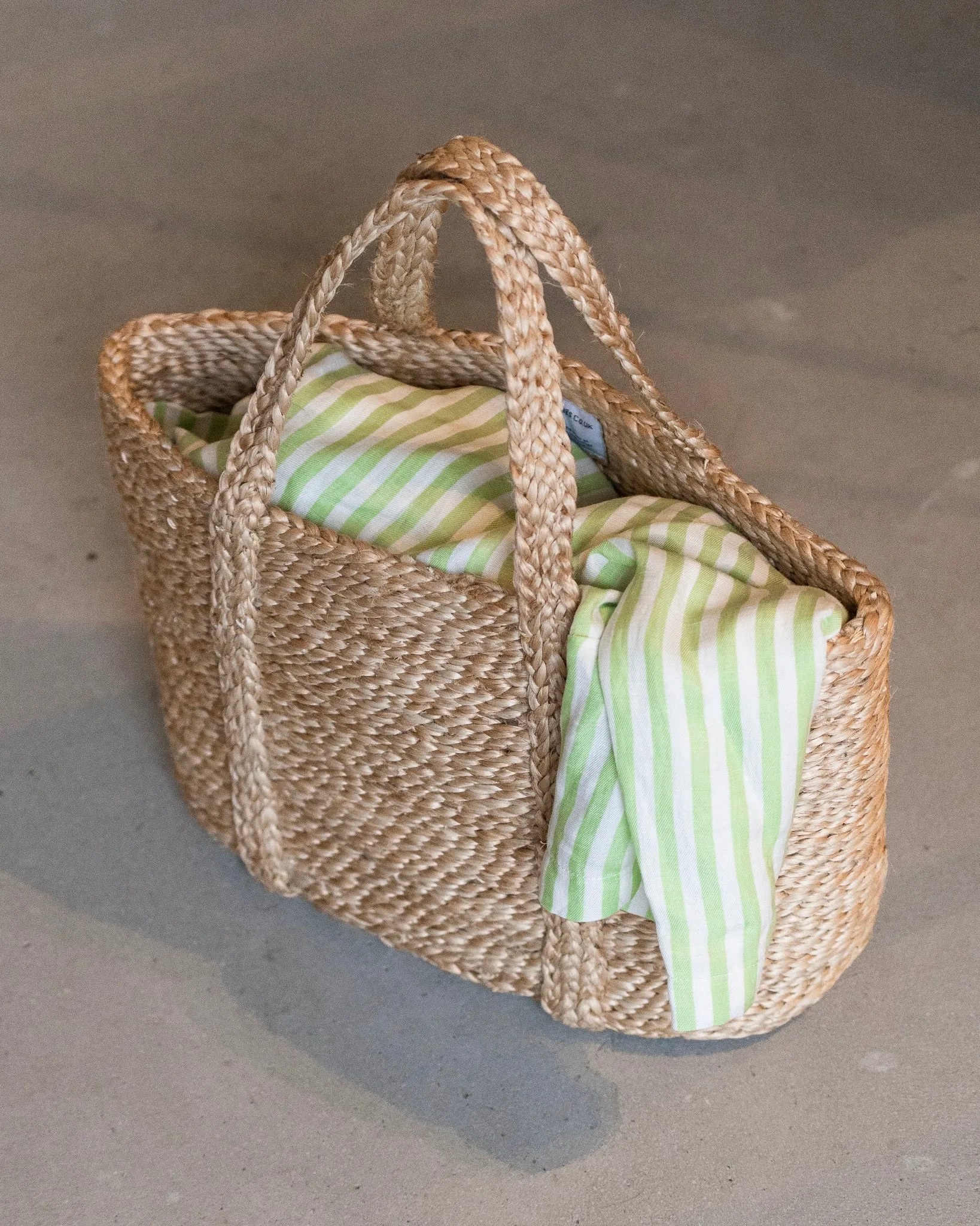 SHOPPING BASKET JUTE SHORT HANDLE