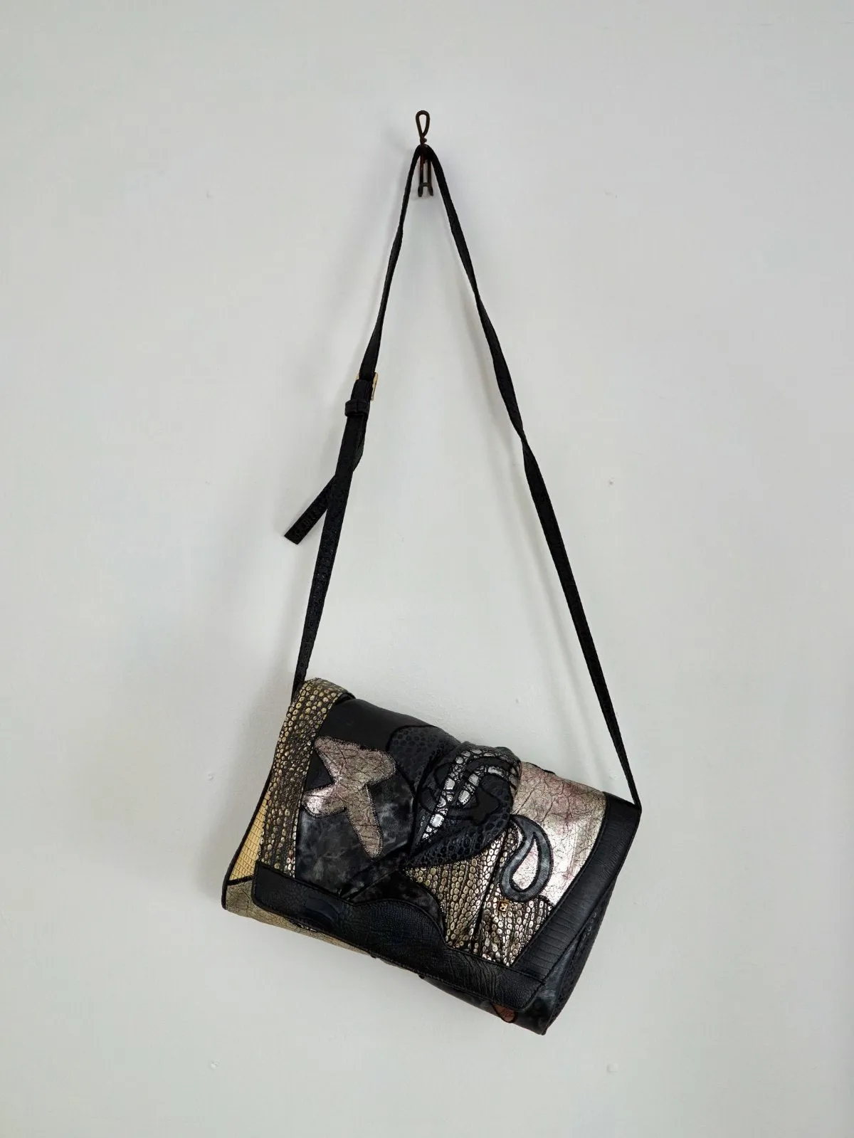 Vintage 80's Wild Snakeskin Patchwork Bag