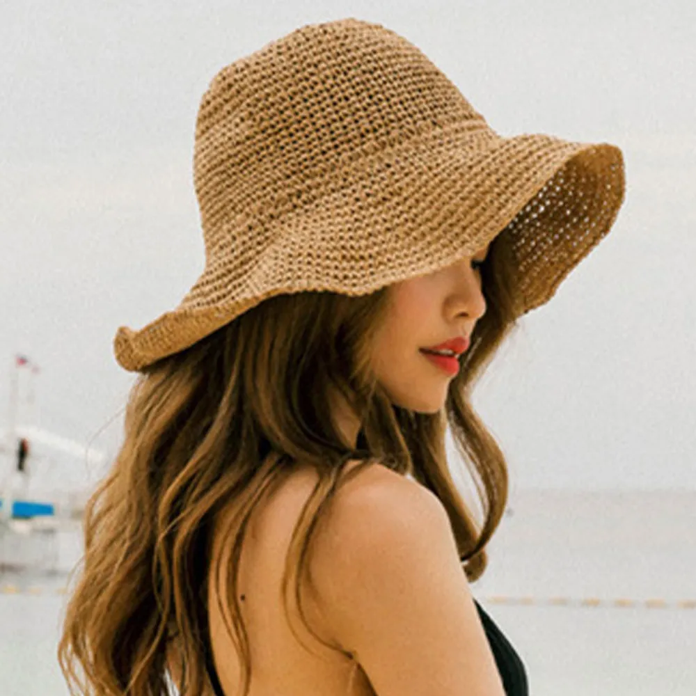 Women Fashion Summer Straw Hat Sun Hat Folding Travel Beach Cap