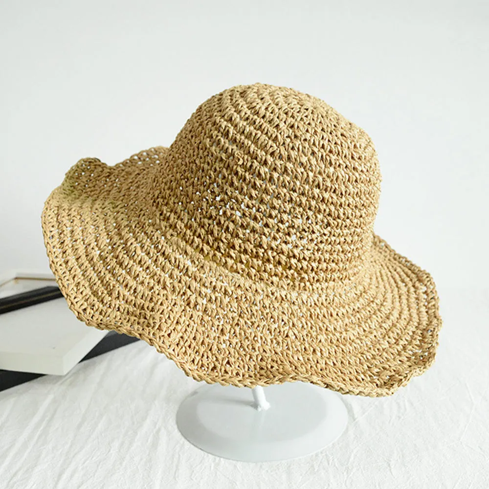 Women Fashion Summer Straw Hat Sun Hat Folding Travel Beach Cap