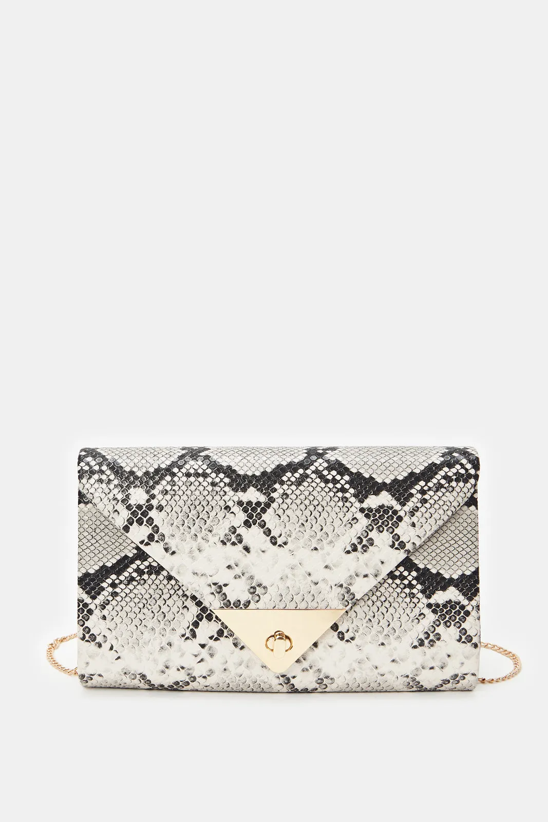 Women Grey Animal Print Envelope Bag