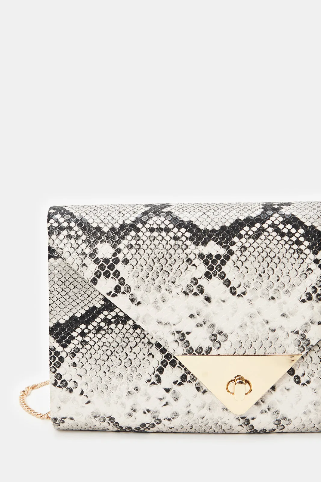 Women Grey Animal Print Envelope Bag