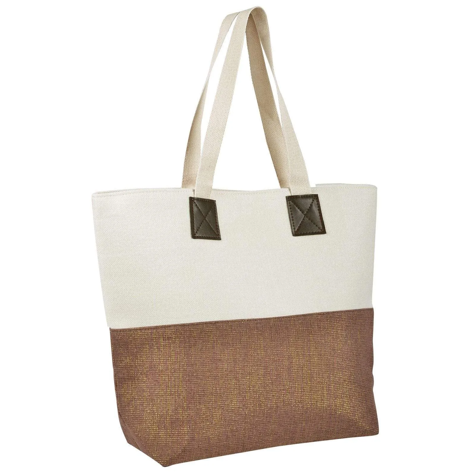 Womens Shimmer Canvas Beach Shoulder Shopping Bag Tote